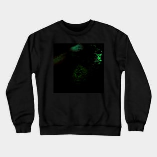 Digital collage and special processing. Dark, scary place in woods. Hole. Green and orange. Crewneck Sweatshirt